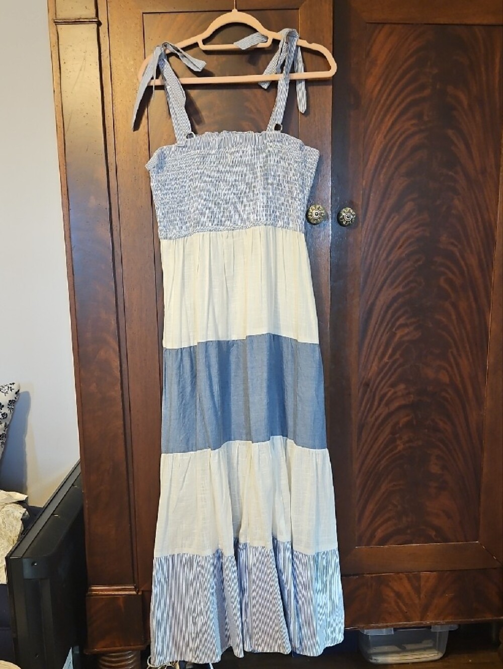 Rebellion - Blue and White Striped Tiered Dress - Size Small - Picture 2 of 5